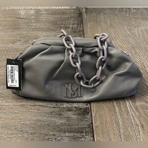 Badgley Mischka NWT Grey Wrapped Framed Clutch.